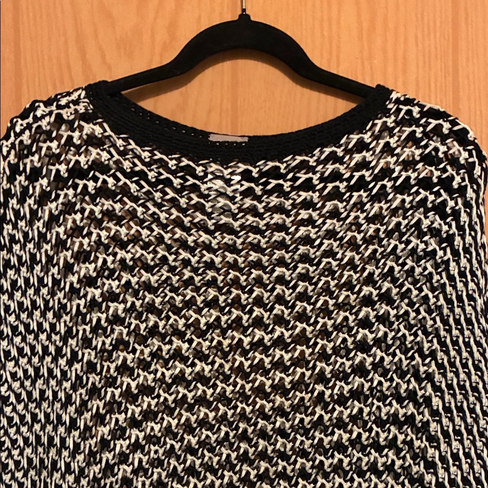 Chico's Black and White Knit Poncho - Picture 2 of 4